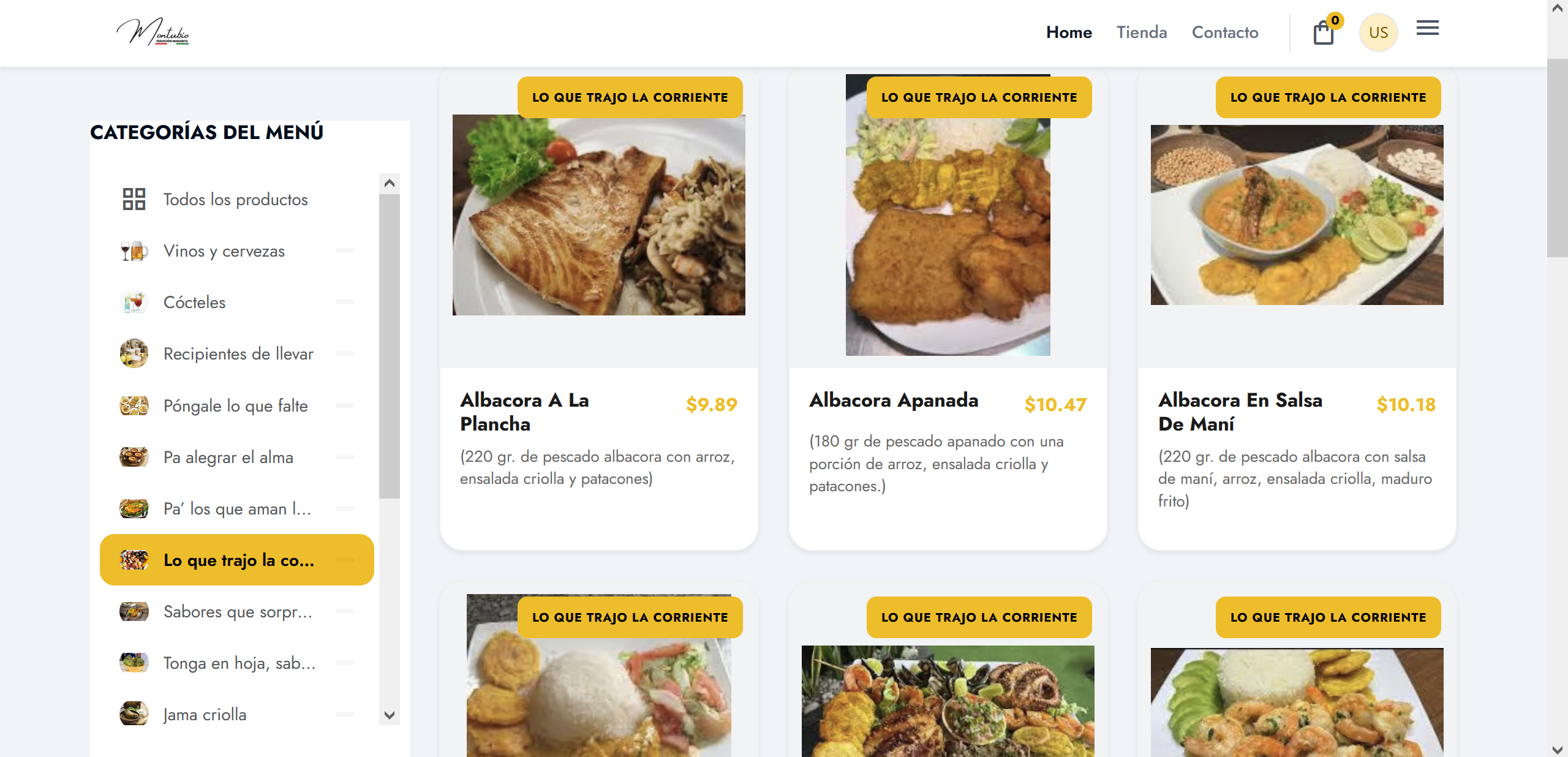 Tienda online Manaba con catálogo de productos por categoría sincronizada al inventario